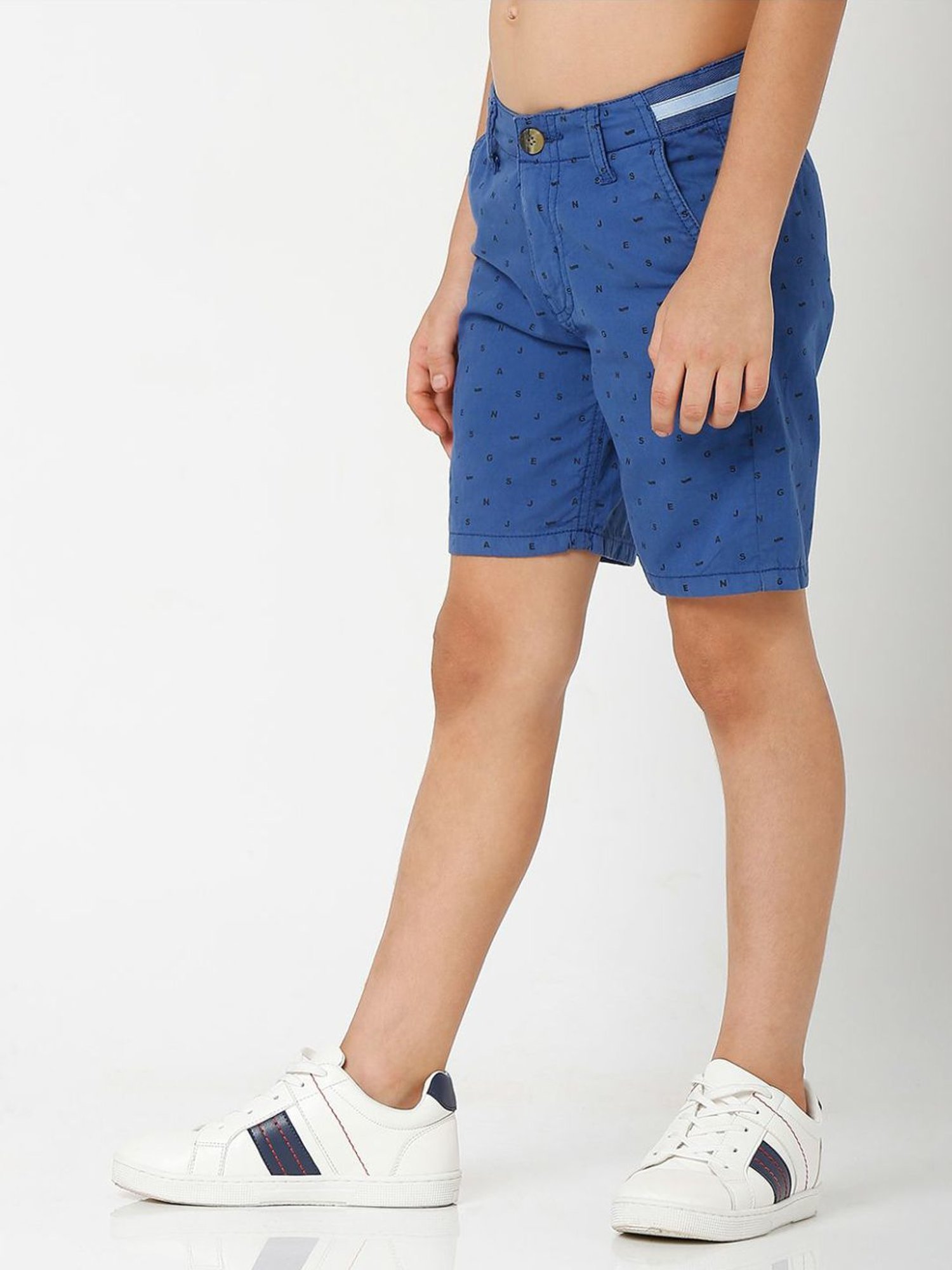 Gas Kids Blue Cotton Printed Shorts