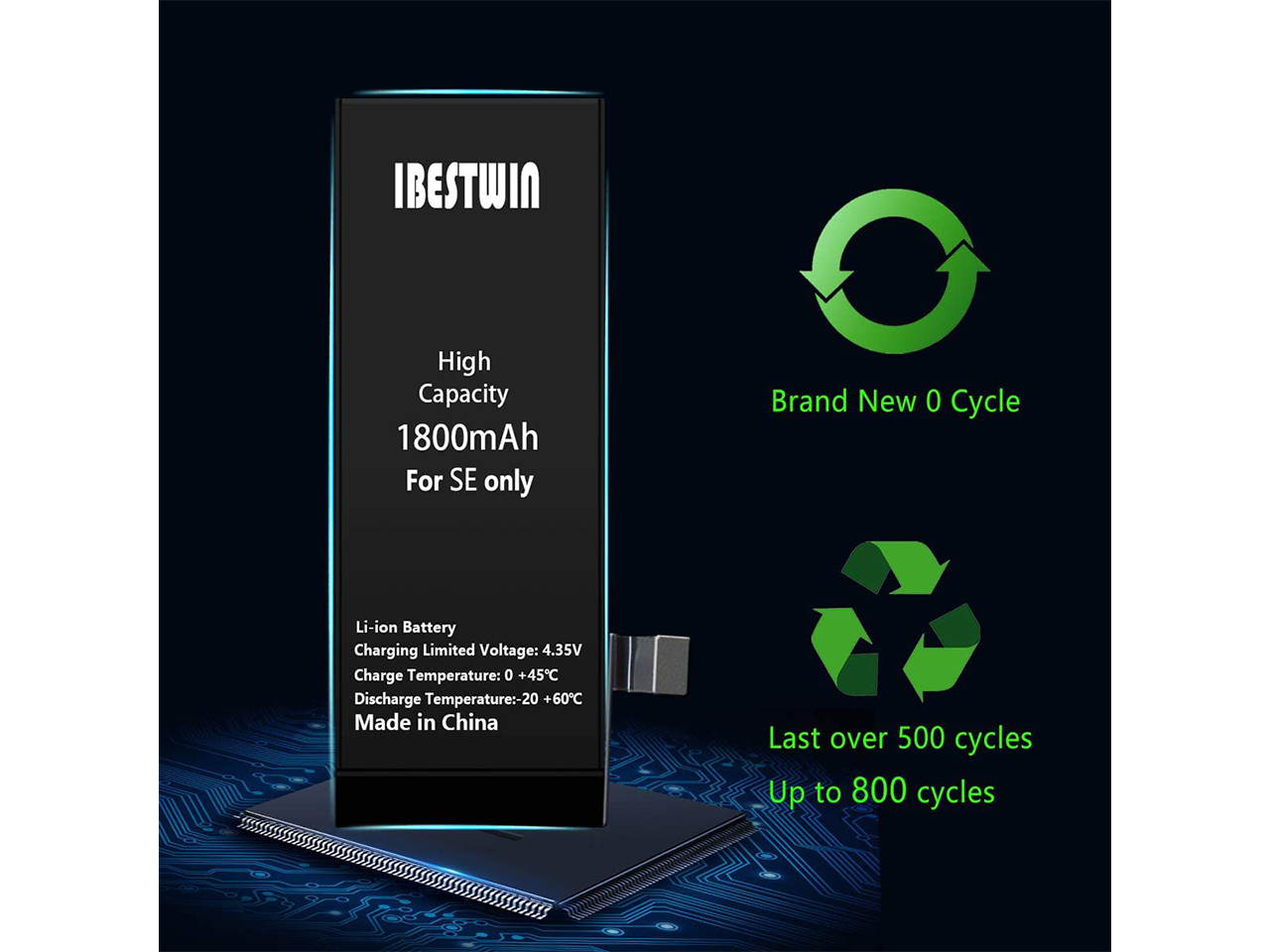 Battery for iPhone SE, IBESTWIN 1800mAh Replacement Battery Kit for iPhone SE A1723,A1662 and 1724 with Full Remove Tool Kit and Adhesive, 0 Cycle, 3 Years Warranty