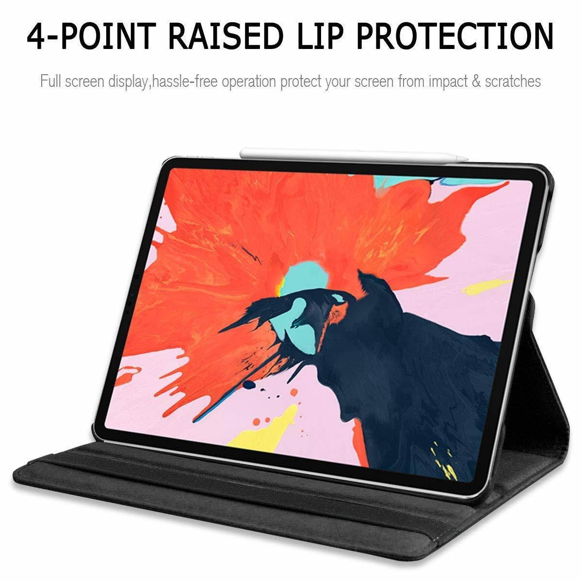 360 Degree Smart Rotating Leather Case for iPad Pro 11 inch (1st and 2nd Generation) - Black