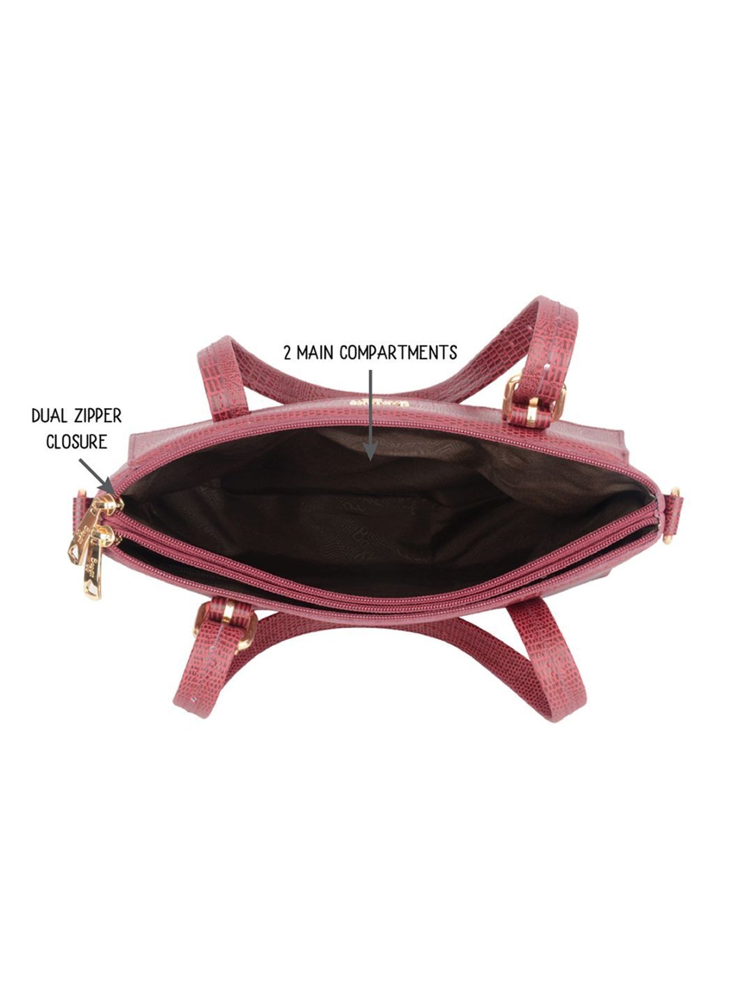 Baggit Tampop Lizzo Red PU Textured Shoulder Handbag