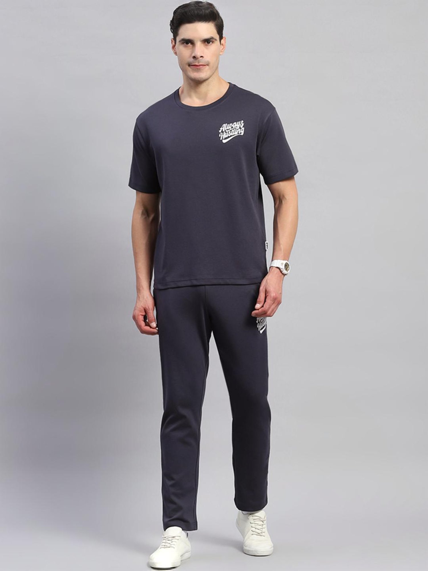 Rock.it Grey Cotton Regular Fit Printed Co-Ord Set