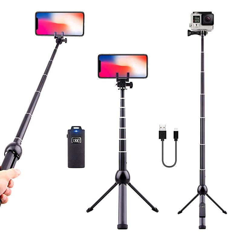 Selfie Stick Tripod Bluetooth  45 Inch Phone Tripod Extendable iPhone Stand Tripod with Wireless Remote Shutter Compatible iPhone Xs MAXXRX88P77P66PGalaxy Note 8S9+S9 More