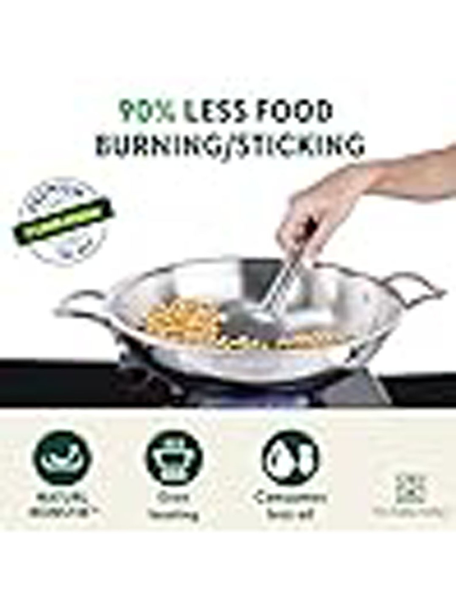 The Indus Valley Silver Triply Stainless Steel Kadai