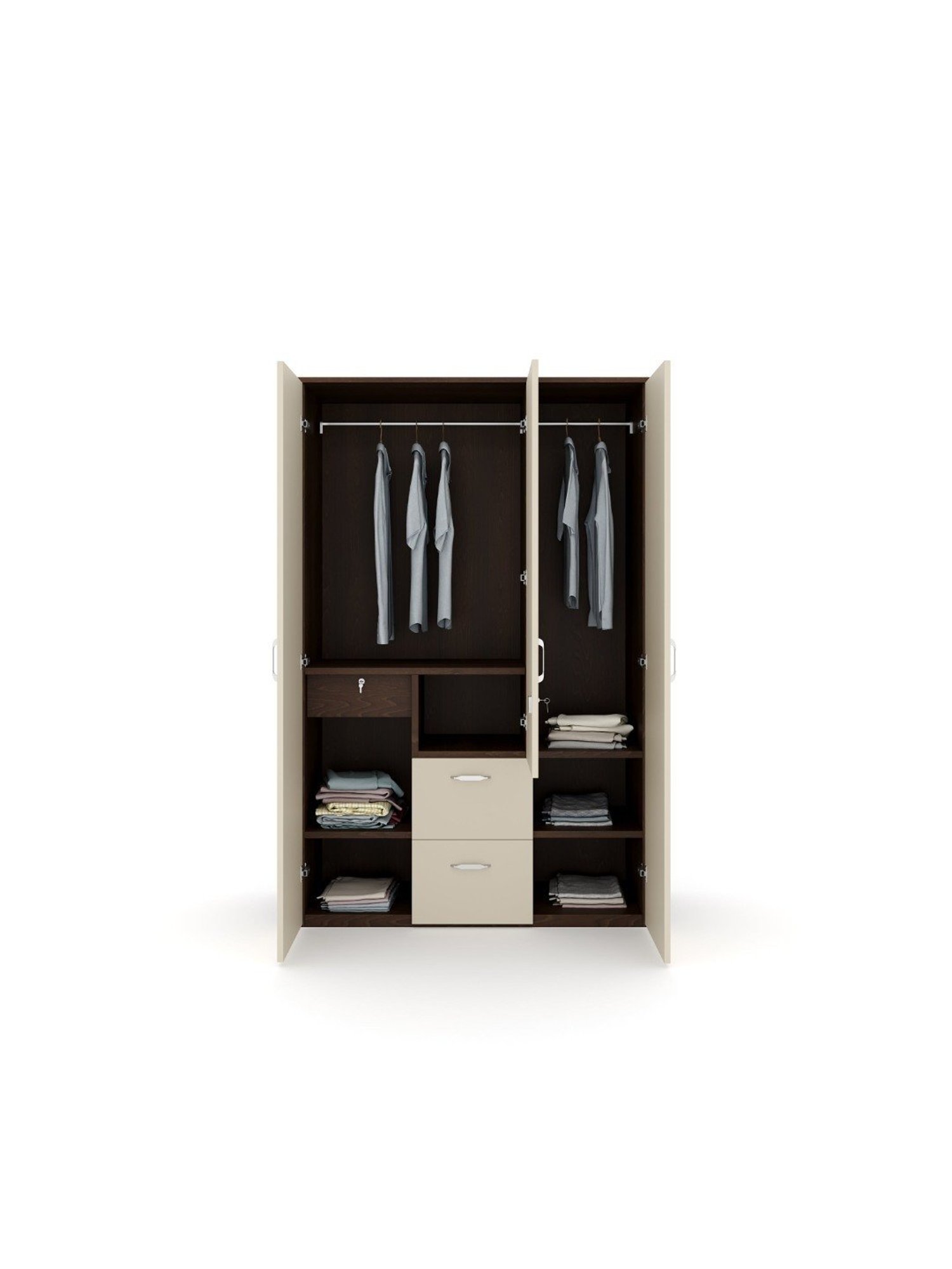 Godrej Interio Ewa Brown Engineered Wood 4 Door Wardrobe