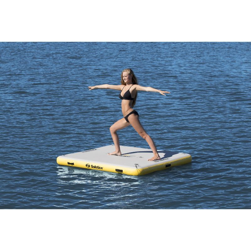 Swim Central 8-FT Inflatable White and Yellow Private Solstice Drop Stitch Lake Dock