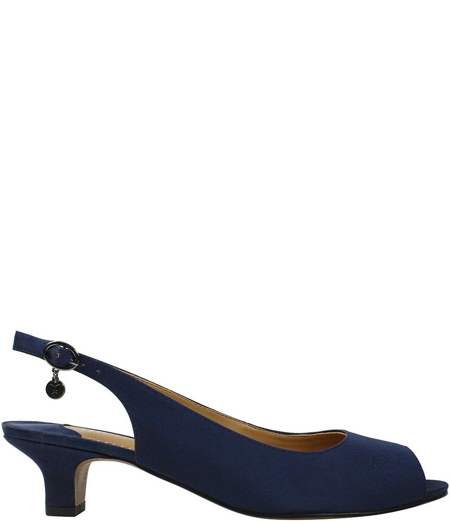 J. Renee Jenvey Satin Peep Toe Sling Pumps