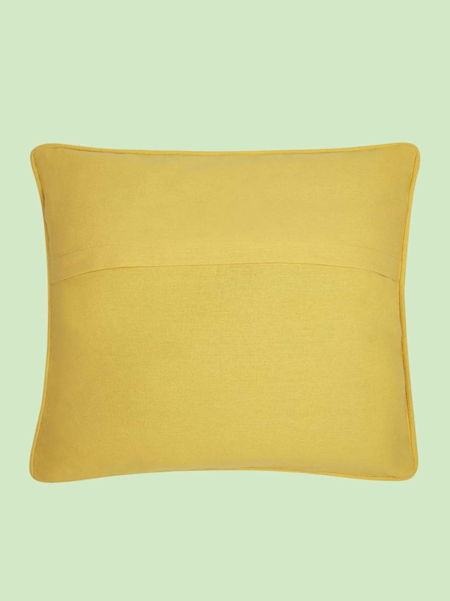 Living Scapes by Pantaloons Yellow & Grey Cotton Cushion Cover