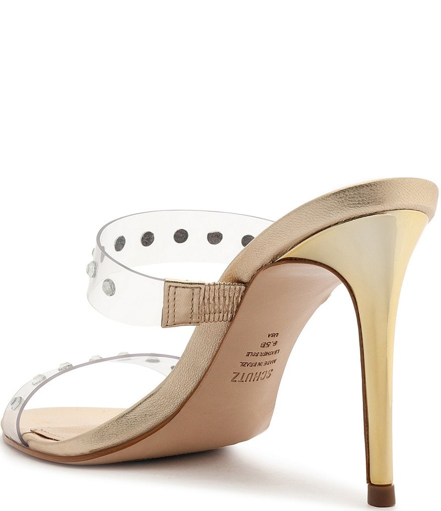 Schutz Ariella Studded Clear Vinyl Dress Slides