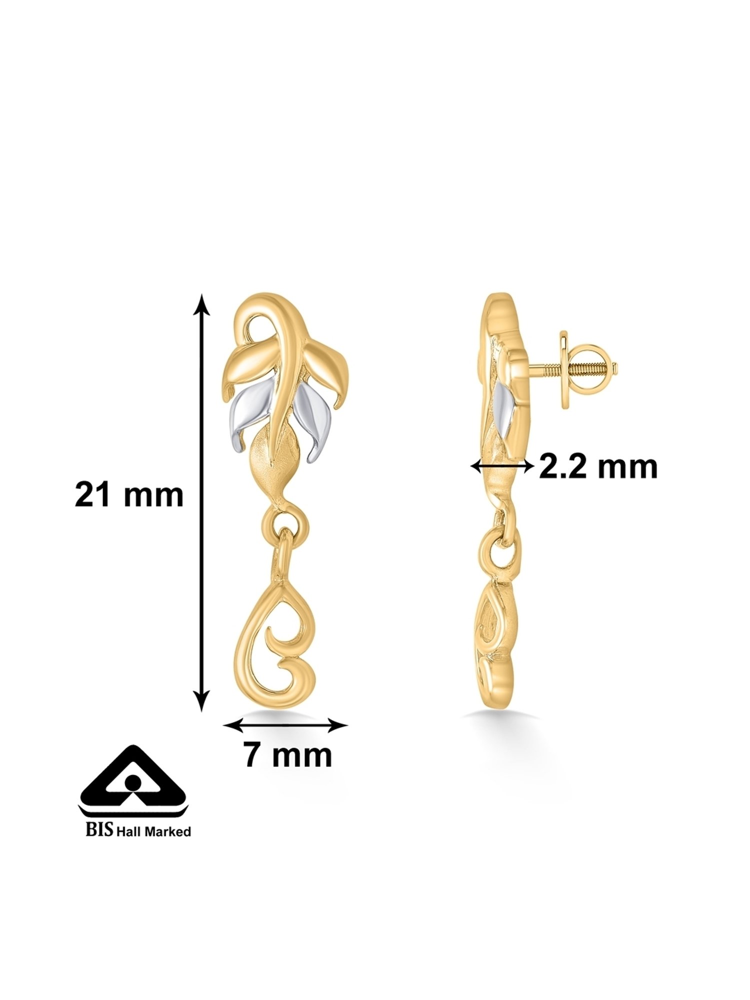 P.N.Gadgil Jewellers 22 Karat (916) BSI Hallmarked Yellow Gold Twist of Nature DanglerEarring