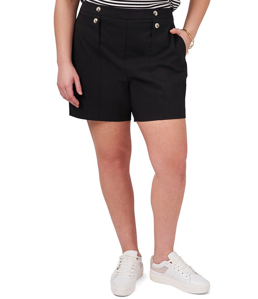 Vince Camuto Plus Size Double Weave Button Front Shorts