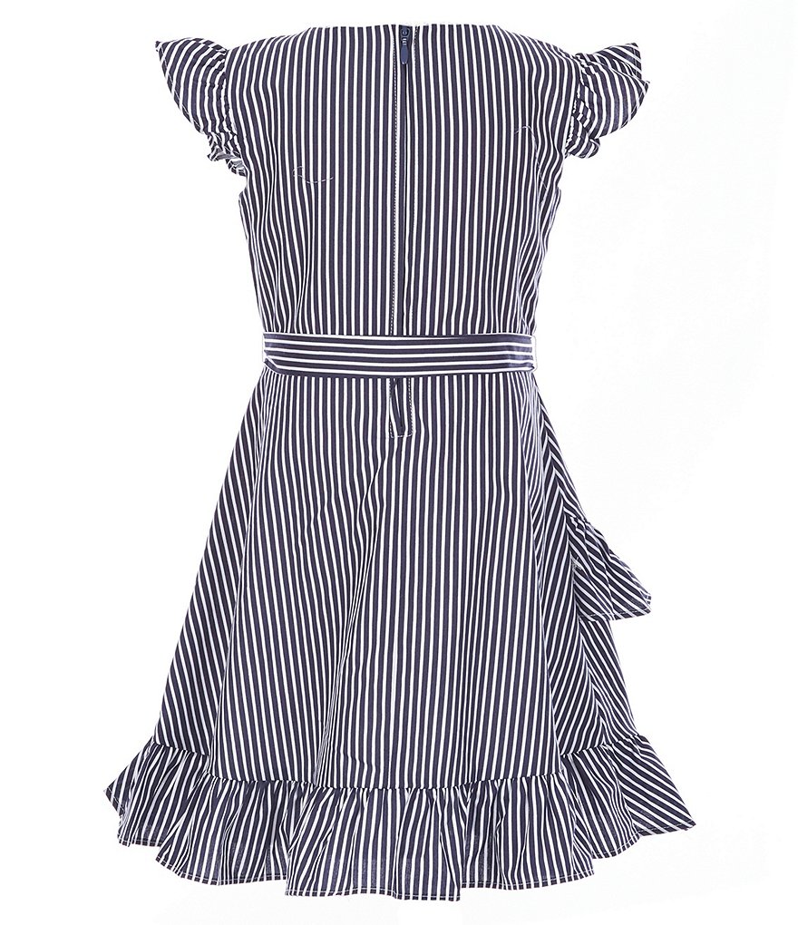 Us Angels Blush by Us Angels Little Girls 2T-6X Flutter-Sleeve Mixed-Stripe Fit-And-Flare Dress