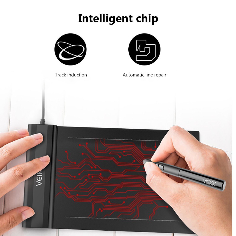 VEIKK S640 Digital Graphics Drawing Tablet 6*4 inch Pen Tablet with 8192 Levels Pressure Passive Pen 5080 LPI One-Touch Eraser Hand Painted Tablet