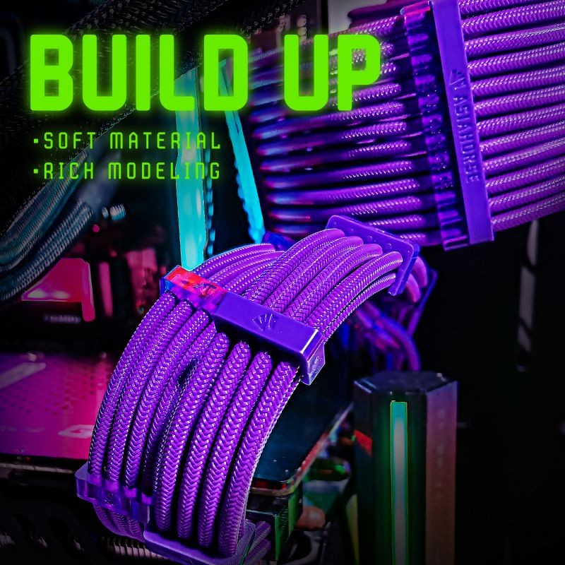 Graphics Card 6+2Pin 8Pin Male to Male Adapter Power Cable for Great Wall Dragon Module Power Supply with Net Cover,Black,about 58cm