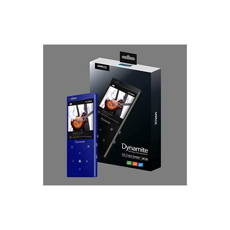 Dynamite MP3 Player 8GB with Bluetooth, Touch Buttons, Voice Recorder, Speaker, Kosher MP3 Players Without Radio, NO Video, NO Pictures (Blue)