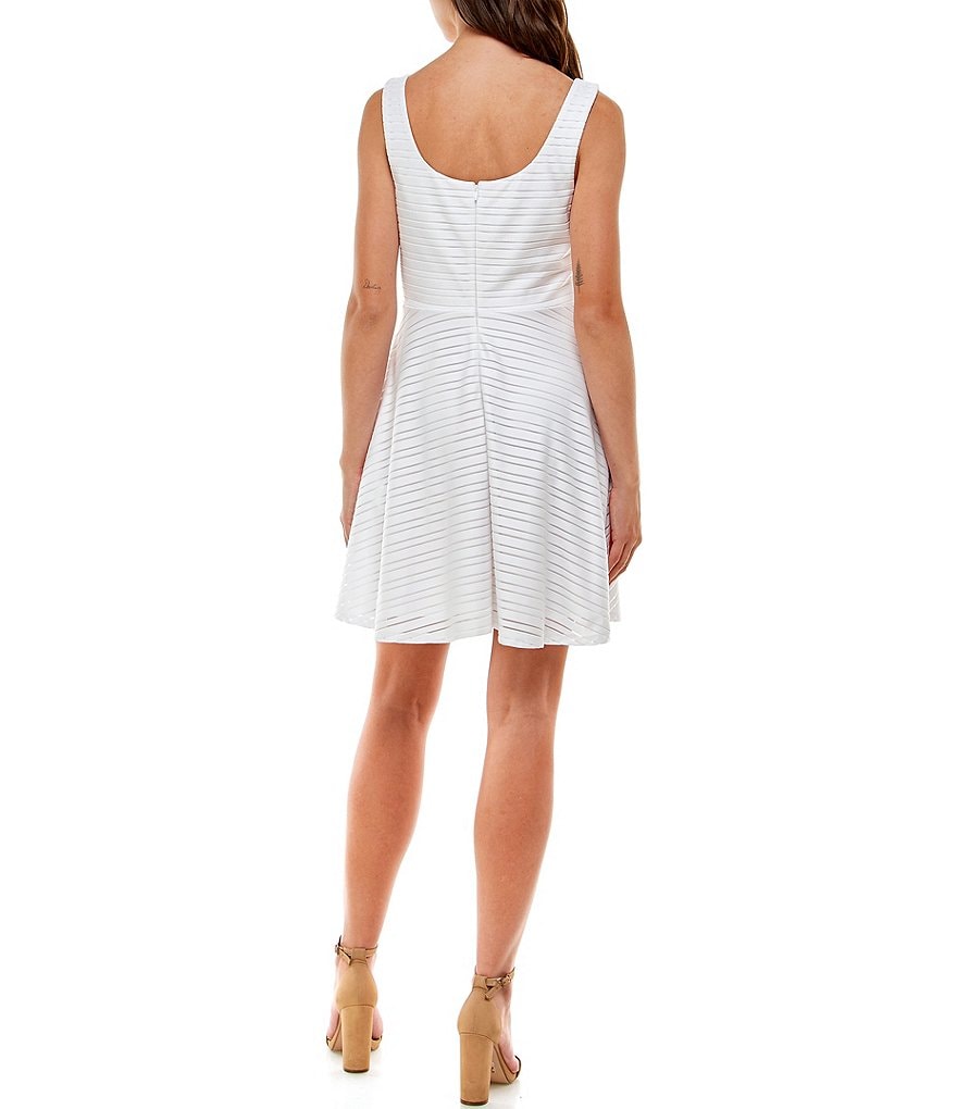 Jump Stripe Fit and Flare Square Neck Dress