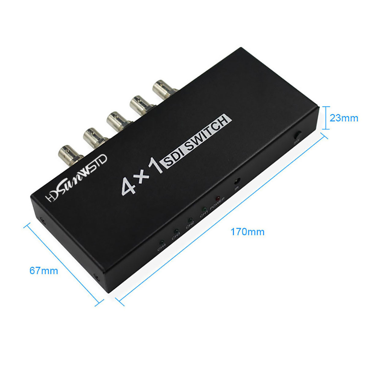 SDI Switch 4x1 4 Channels SDI Signal to 1 SDI Signal Channel Support Full-HD SDI Signal (4 Input and 1Output)-Black