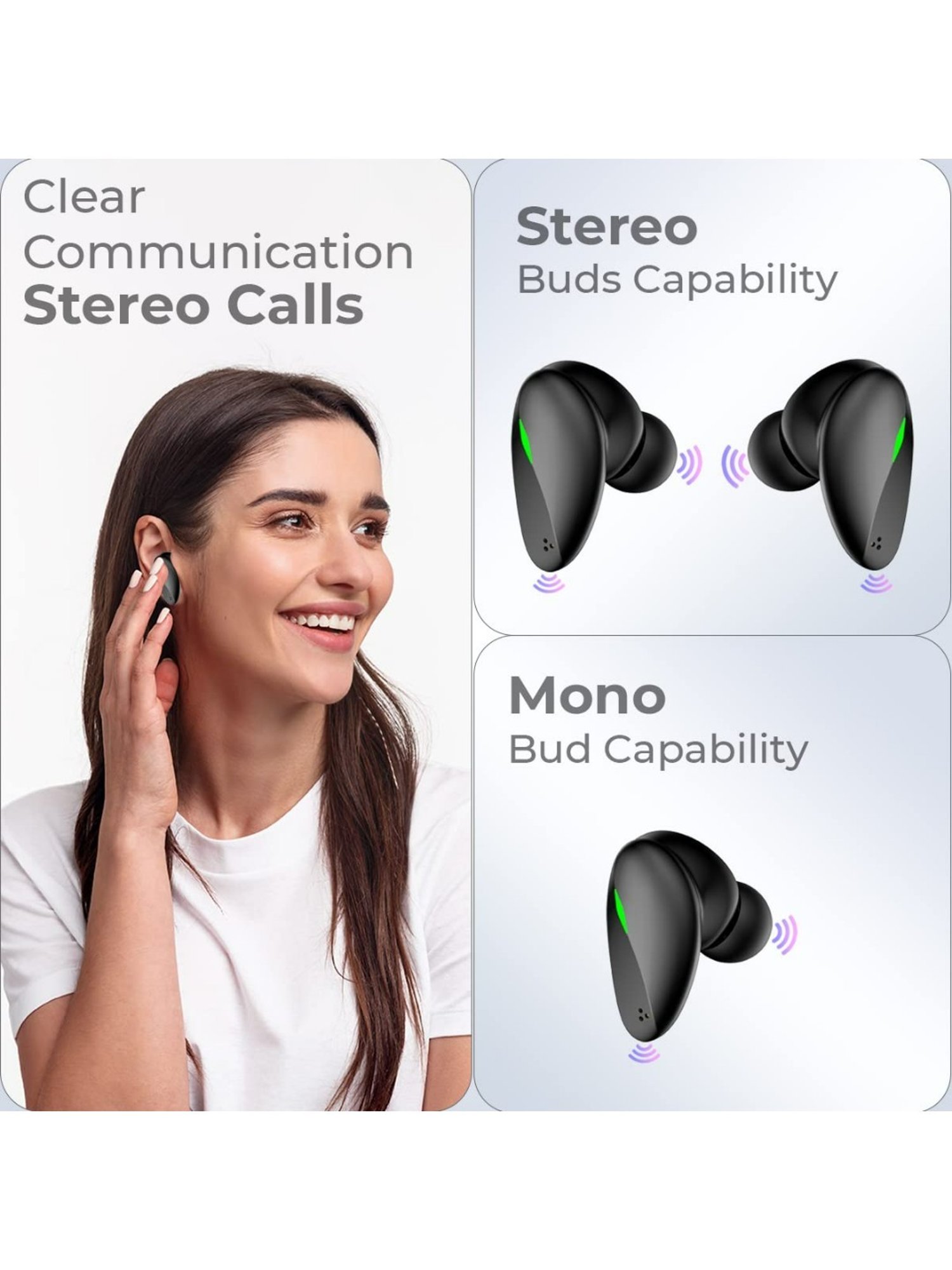 PTron Bassbuds B21 Bluetooth 5.2 Truly Wireless in Ear Earbuds with Mic, 24 Hours Playtime (Black)