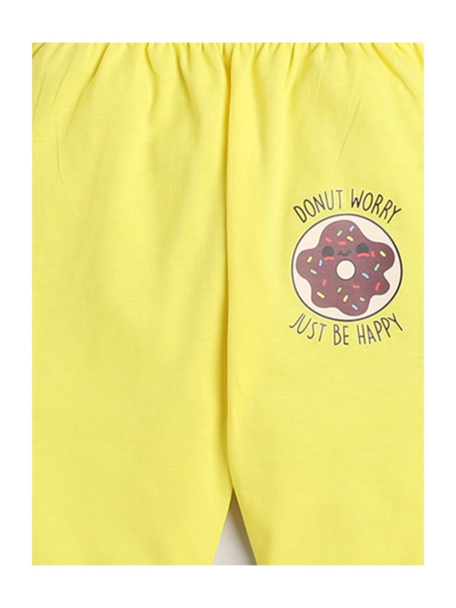 Bumzee Girls White & Yellow Printed Pyjamas (Pack Of 2)