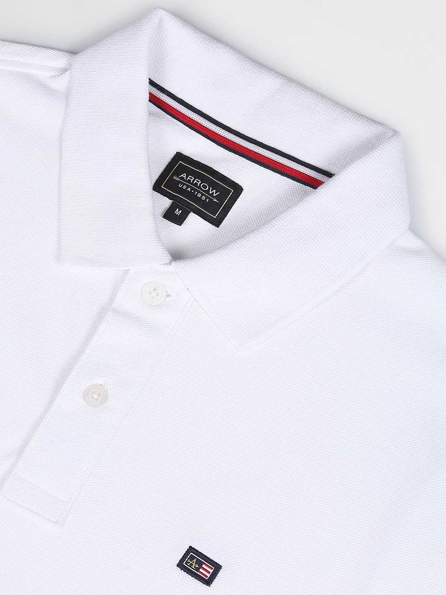Arrow Sport White Cotton Regular Fit Striped Polo T-Shirt