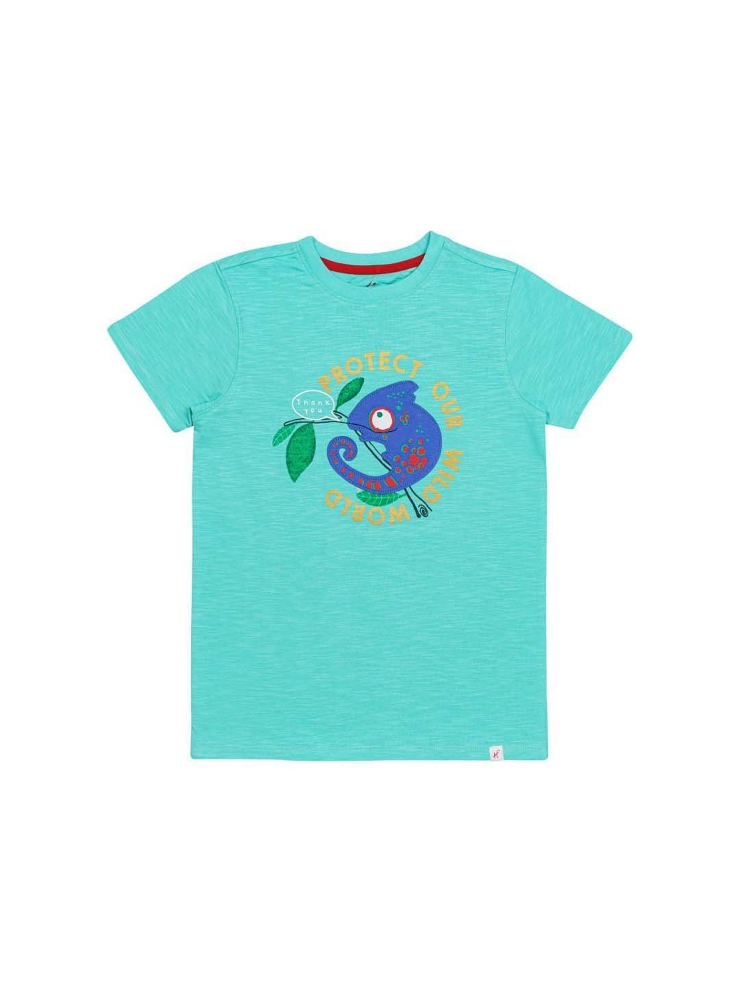 H by Hamleys Kids Sky Blue Cotton Printed T-Shirt
