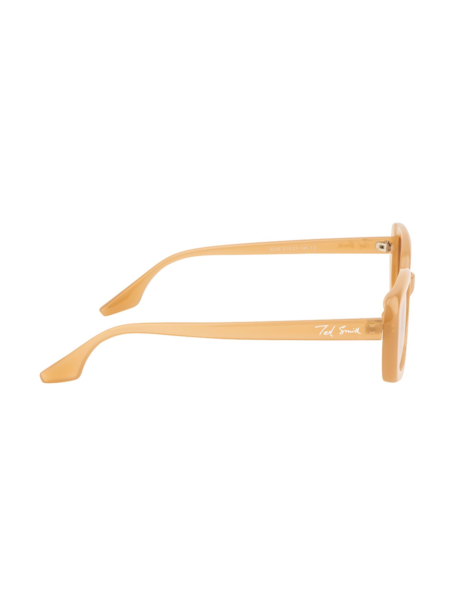 Ted Smith Brown Rectangular Unisex Sunglasses