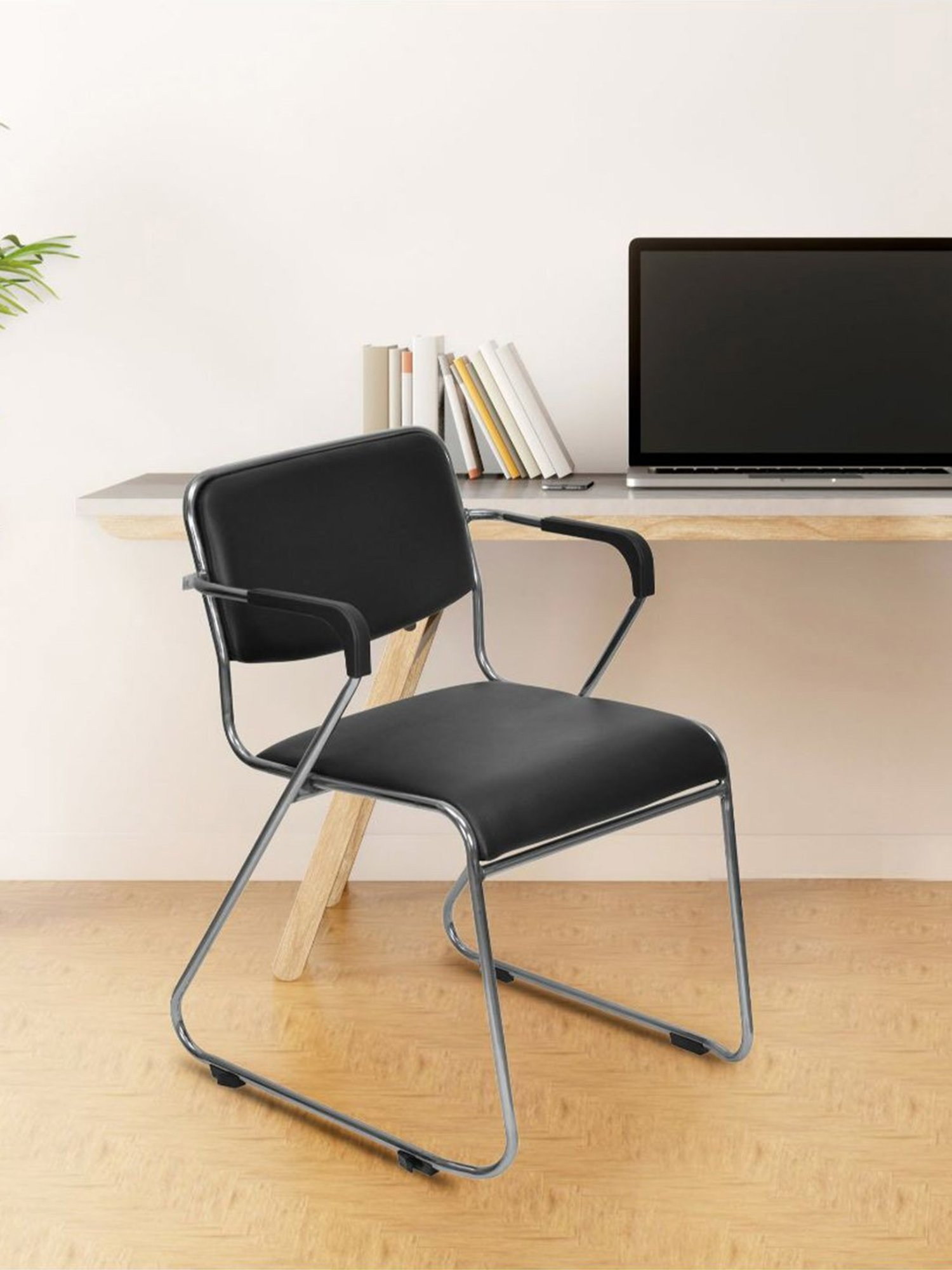 Nilkamal Contract Black PU Foam Visitor Chair with Arm