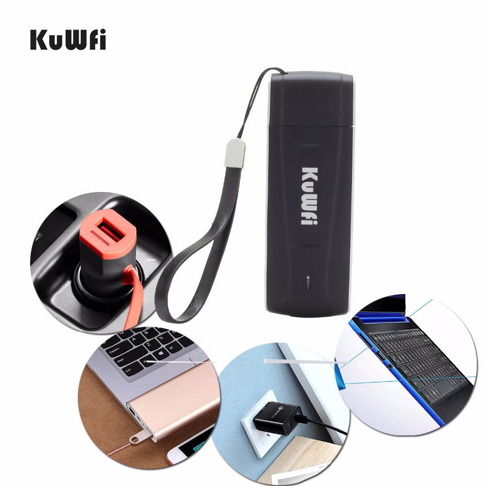 KuWFi Unlocked Pocket 4G LTE USB Modem Router mobile WiFi Router Network Hotspot 3G 4G WiFi Modem Router with SIM Card Slot Support LTE B1/B3/B5 WiFi for Car outdoor Not applicable T-Mobile