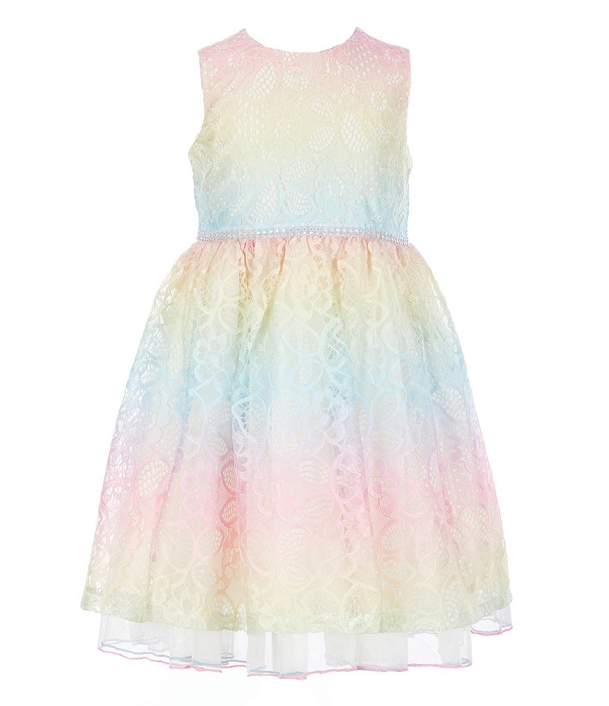 Bonnie Jean Little Girls 2T-6X Glitter Rainbow-Lace Fit-And-Flare Dress