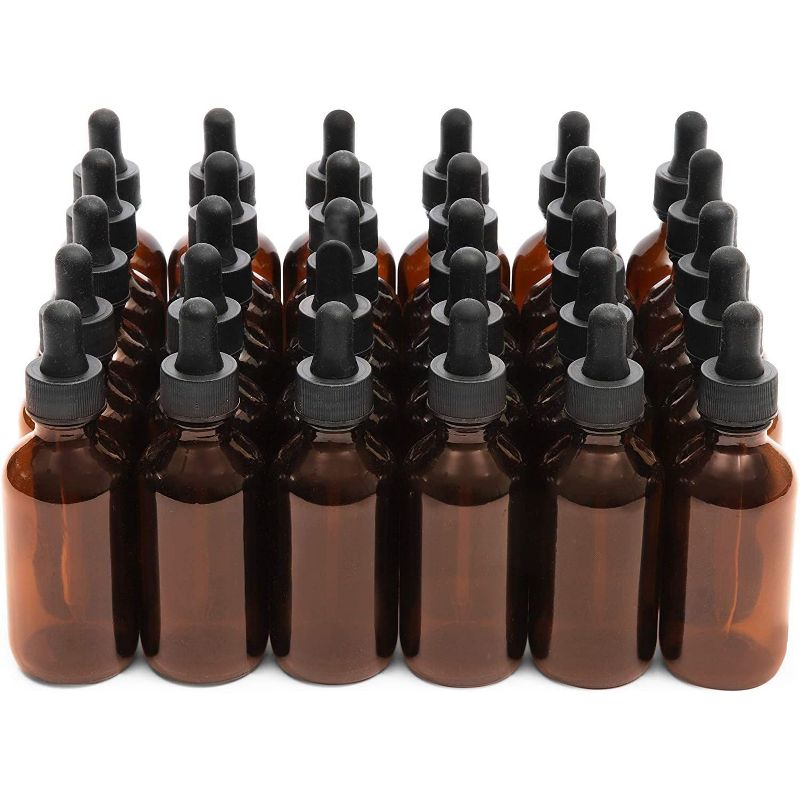 30 Pack 2oz Amber Glass Bottles with Glass Droppers and 6 Funnels for Essential Oils and Perfumes