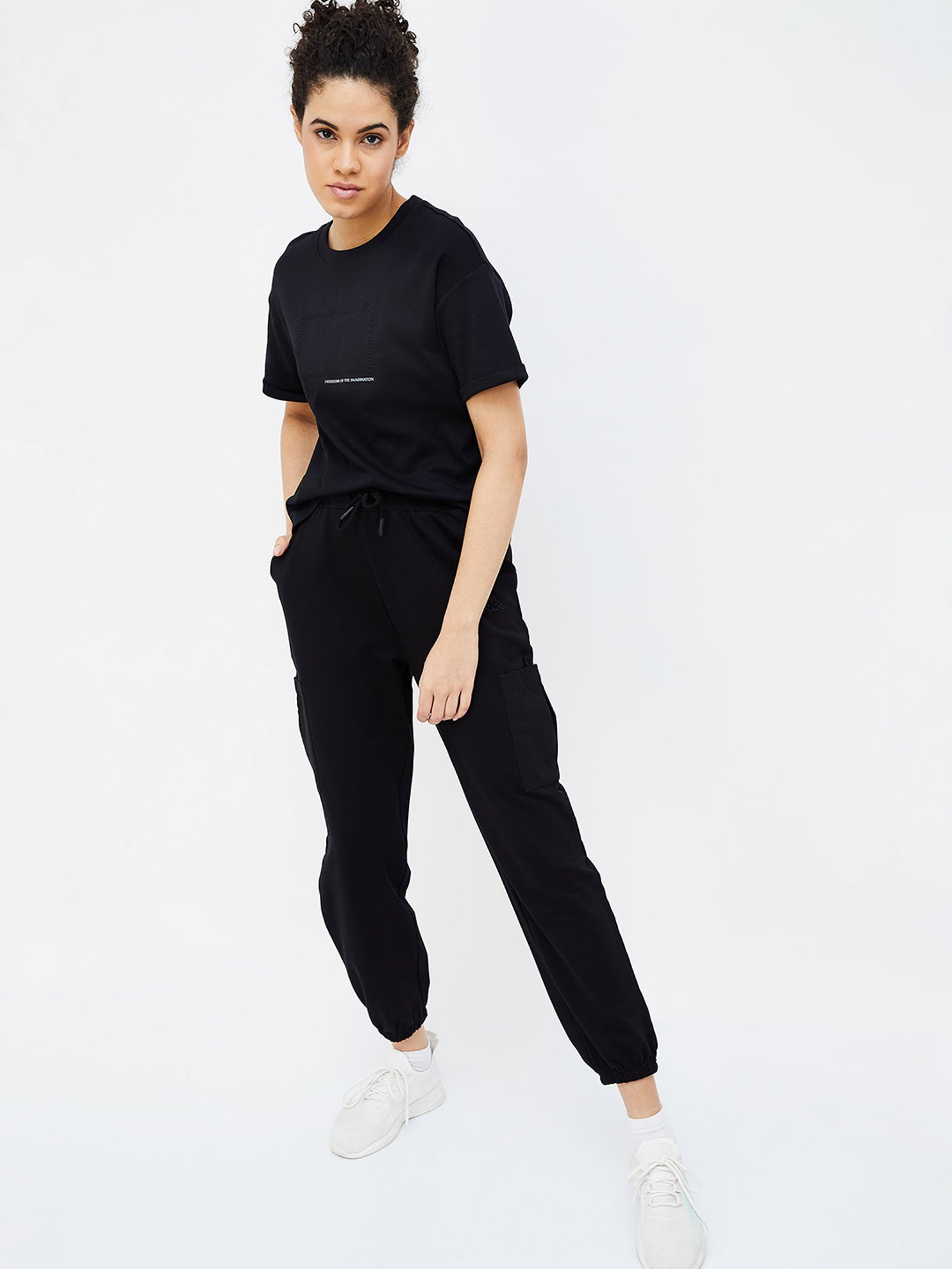 KAPPA Black Regular Fit Mid Rise Joggers