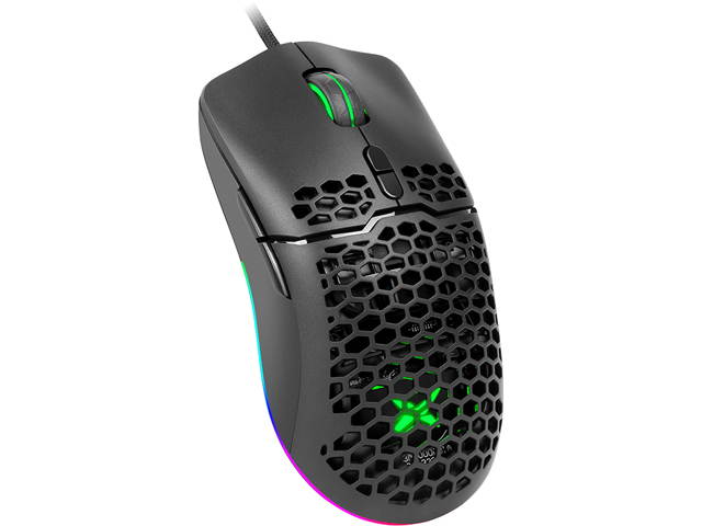 DELUX Lightweight Gaming Mouse(2.36g/67g) with Lightweight Honeycomb Shell Design, Ultralight Ultraweave Cable and 7 Programmable Buttons, 16000 DPI RGB Optical Mice (M700BU(3389)-Black)