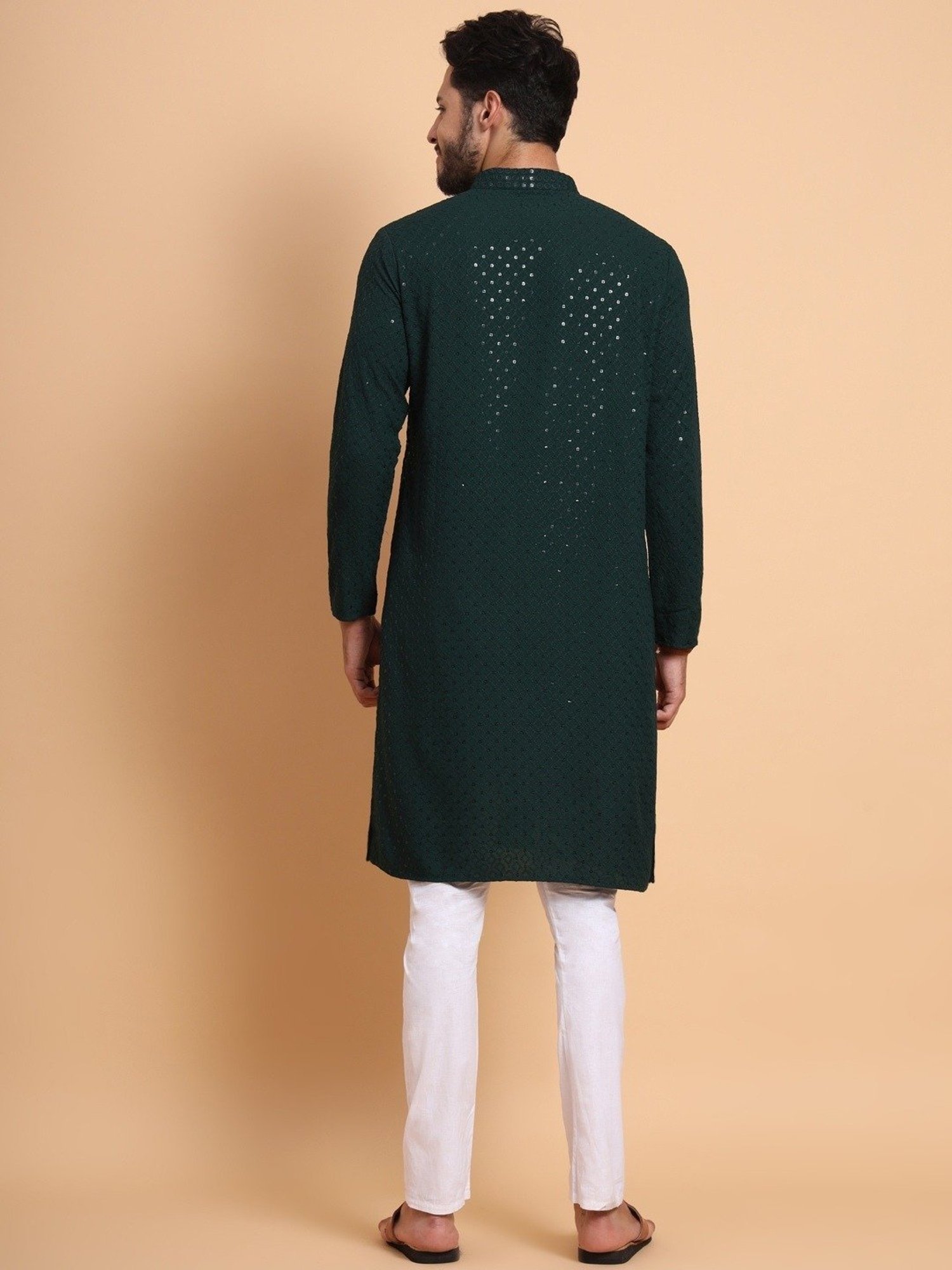 SWAGG INDIA Dark Green Regular Fit Embroidered Kurta