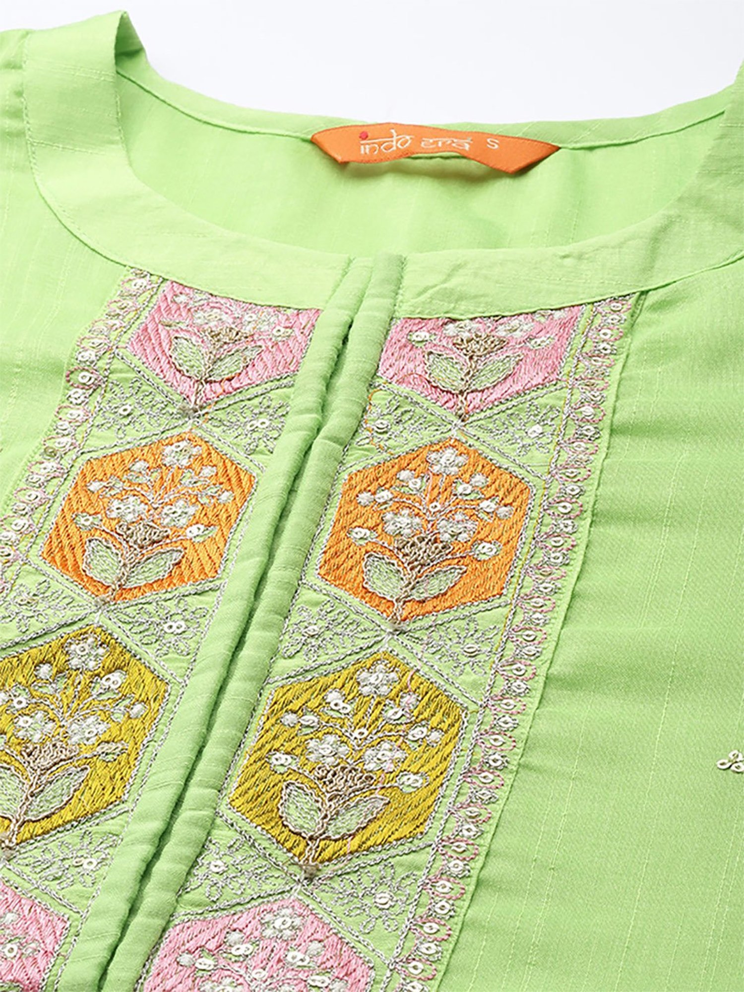 Indo Era Green Embroidered Kurta Pant Set With Dupatta