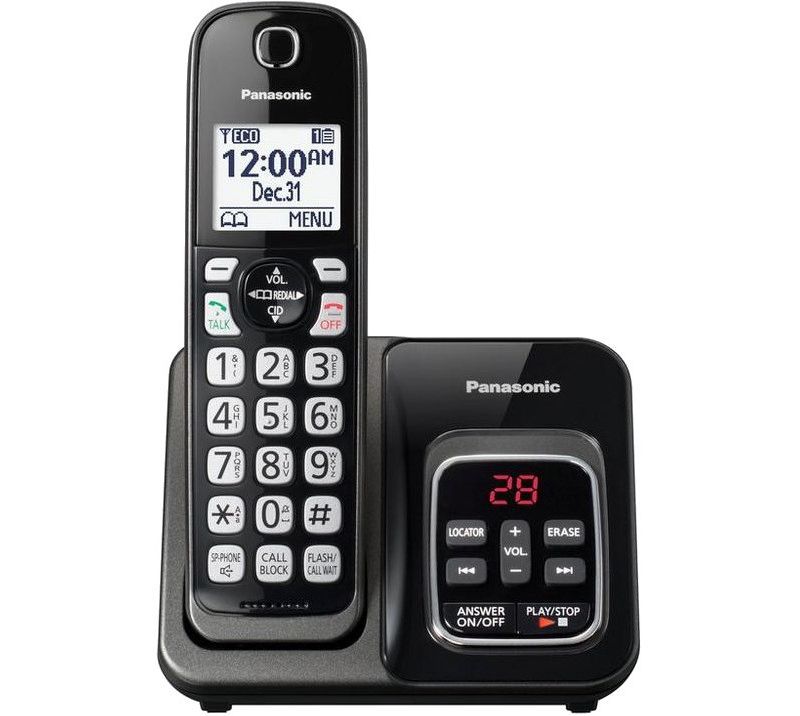 Panasonic 2 Handset Cordless Phone - Black (KX-TGC352B)