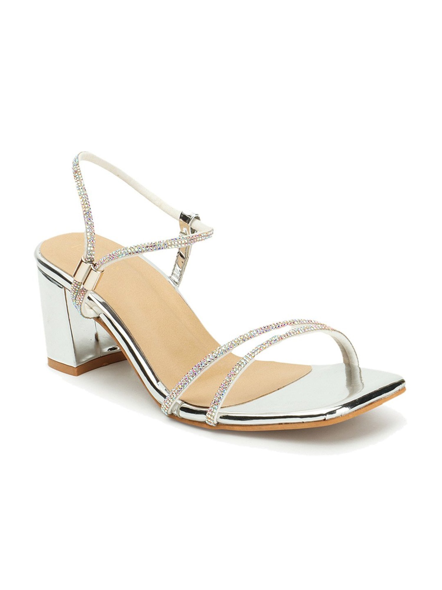 Iconics Women's Silver Ankle Strap Sandals