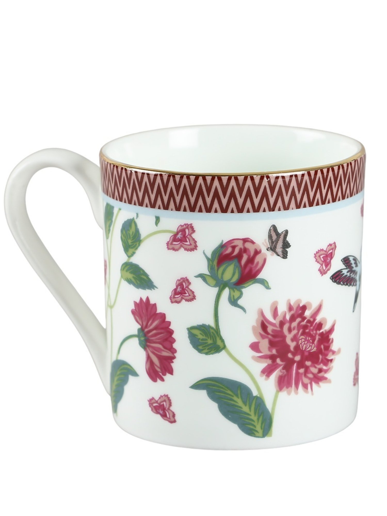 India Circus Floral Pink Bone China Coffee Mug - Set of 6 (220 ml)