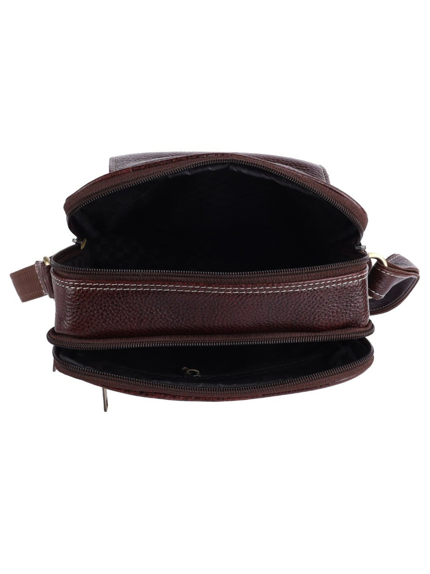 HiLEDER Brown Textured Medium Leather 8 inch Cross Body Bag