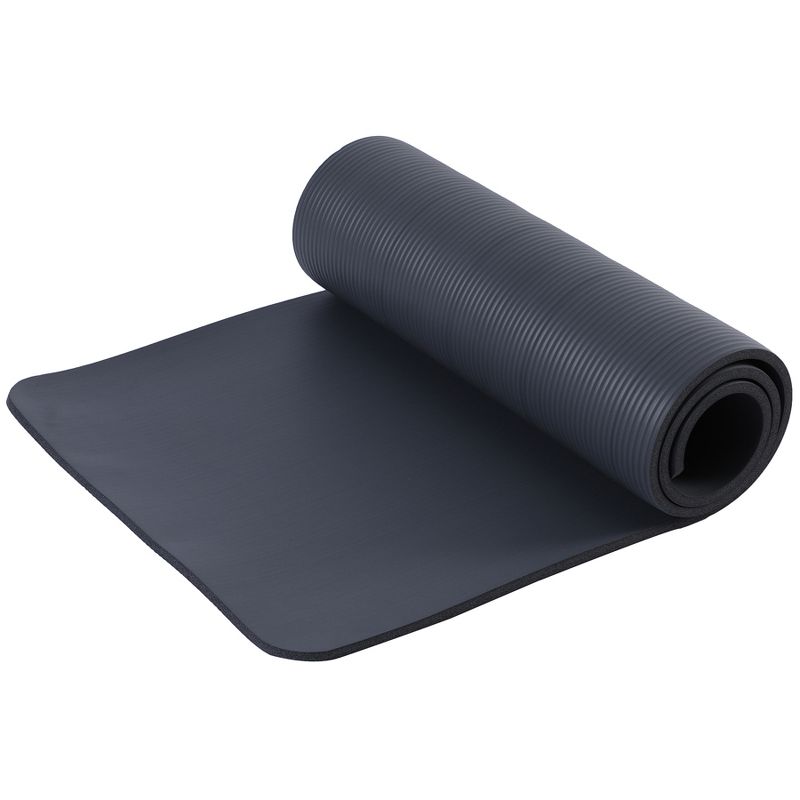HolaHatha 72 Inch Tall x 24 Inch Wide High Density 0.5 Inch Thick Cushioned Non Slip Home Gym Exercise Yoga Mat Workout Equipment, Black