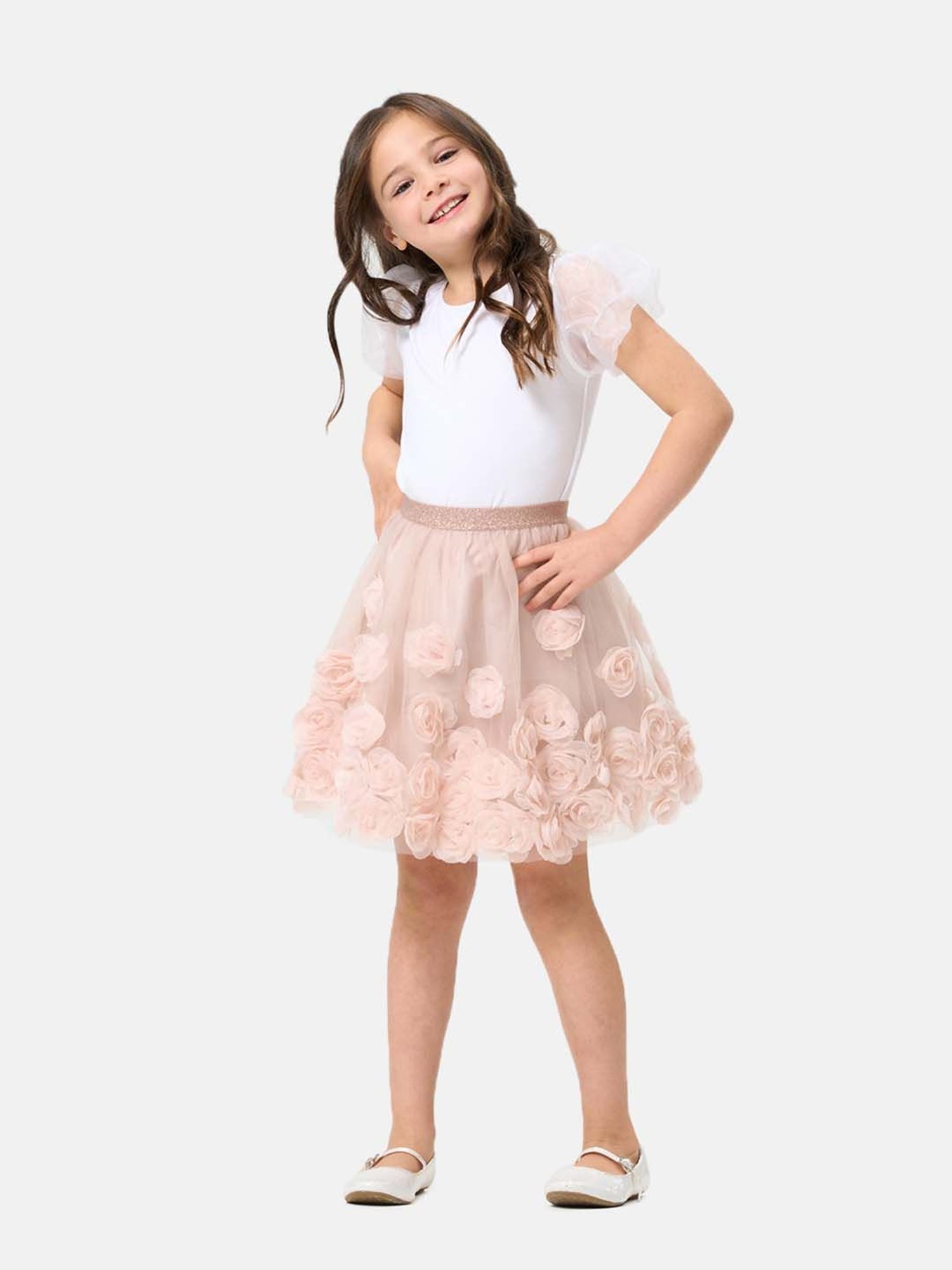 Angel & Rocket Kids Peach Applique Skirt
