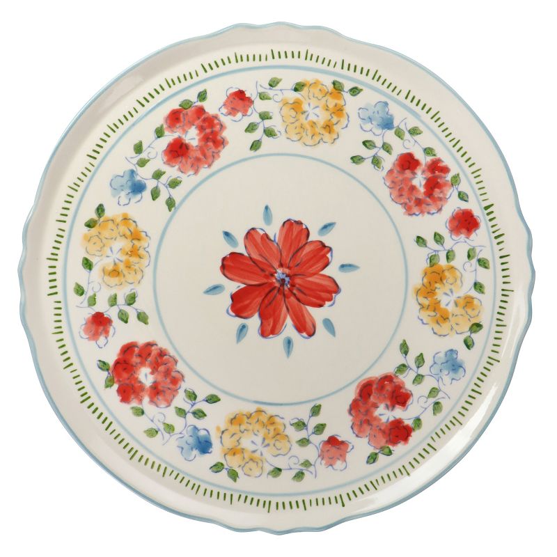 Gibson Elite Anaya 12 Inch Hand Painted Stoneware Cake Stand