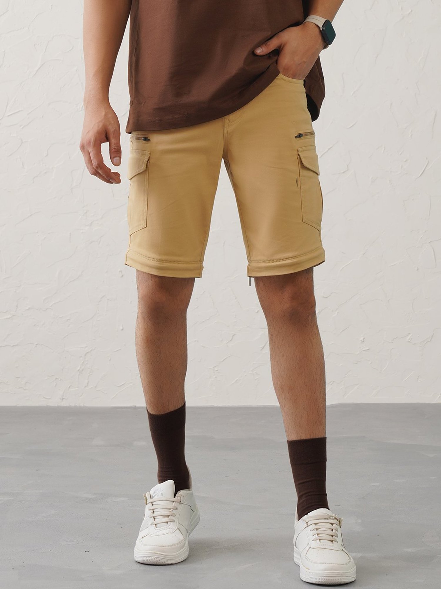 MinusOne Khaki Slim Fit Detachable Cargos