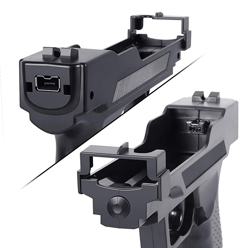 Wii Motion Plus Gun Compatible with Nintendo Wii Black Set of 2