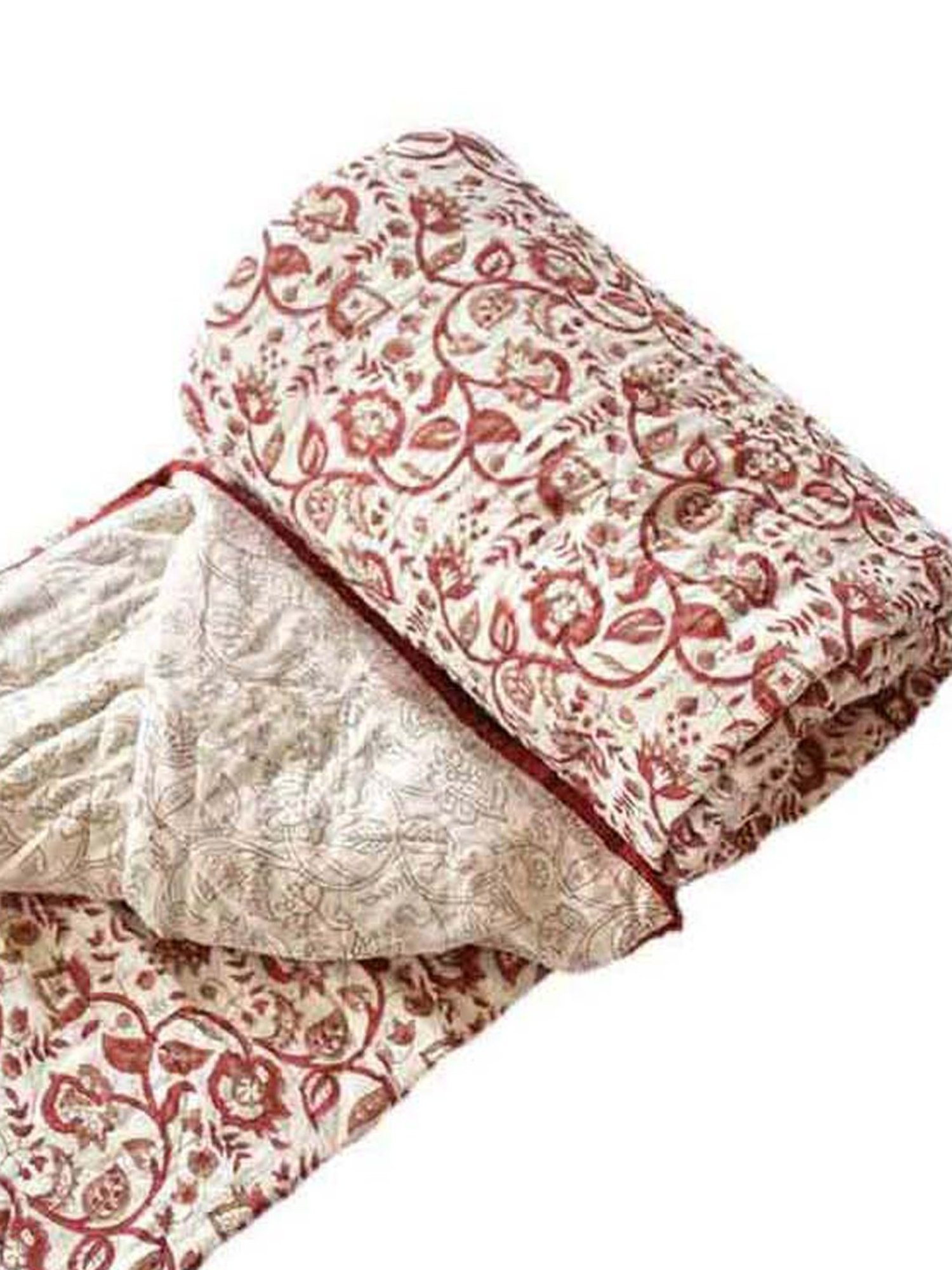 Fanusta Manzhar Brown & Off White 180 TC Mulmul Jaipuri Rajai - Set of 1