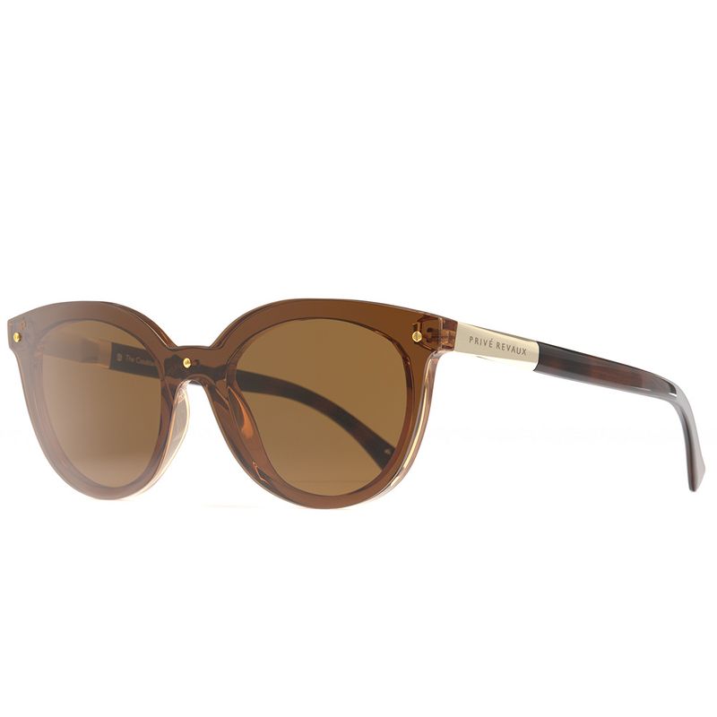 Priv'e Revaux The Casablanca  Unisex Round Polarized Sunglasses Chestnut Brown 143mm