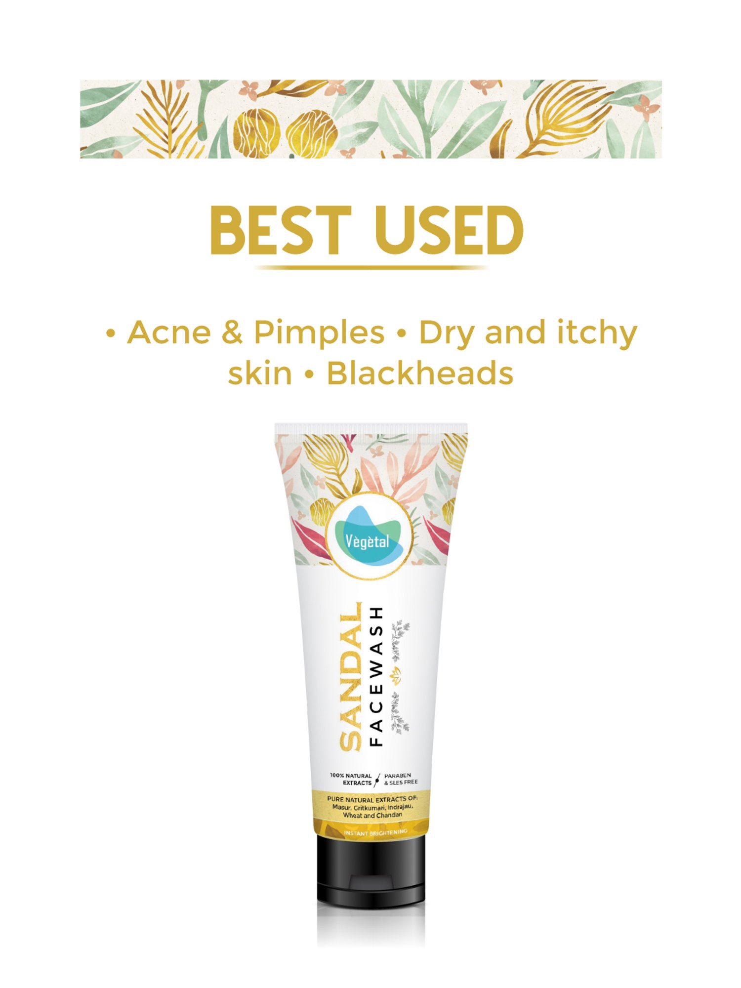 Vegetal Sandal Facewash - 100 ml