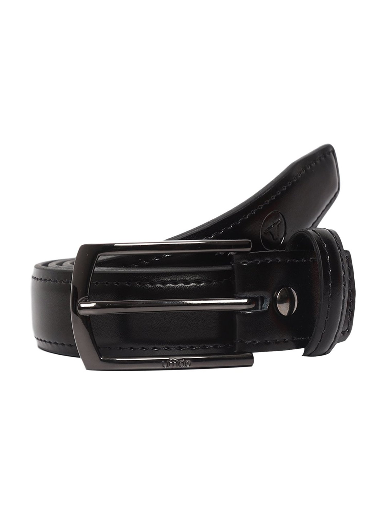 BULCHEE Black Leather Formal Belt for Men