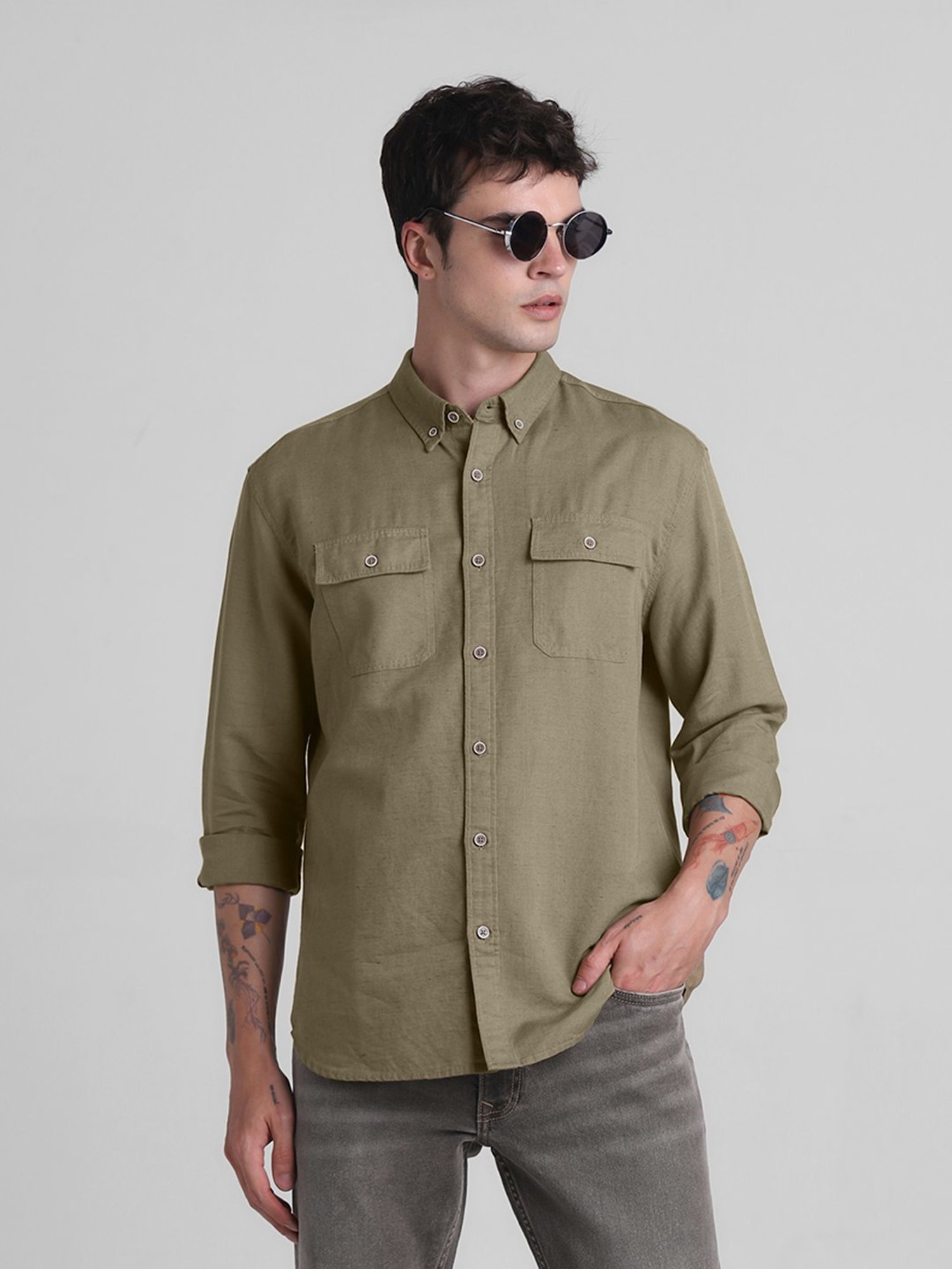 Jack & Jones Sepia Tint Linen Slim Fit Shirt
