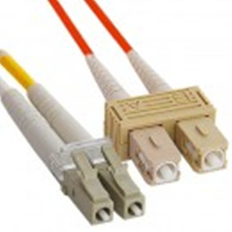 LC-SC Fiber Optic Patch Cord, Duplex, Multimode (OM2), Orange, 8 Meters