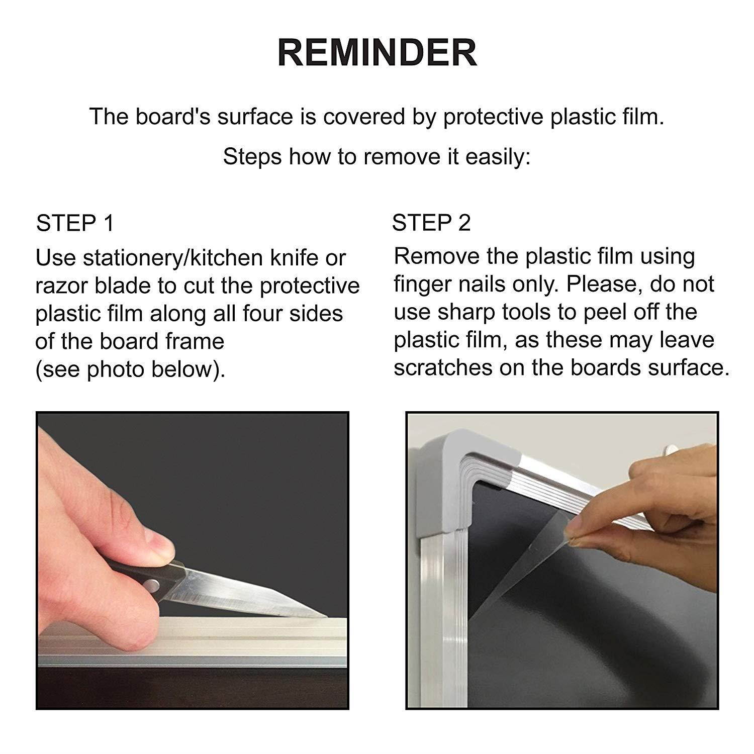 Chalkboard Set - Black Board 24 x 18" + 1 Magnetic Chalk Eraser, 14 Chalk Sticks (7 Colors) and 2 Magnets - Small Message Blackboard with Sturdy Frame for Home Office Class School (24x18" Landscape)