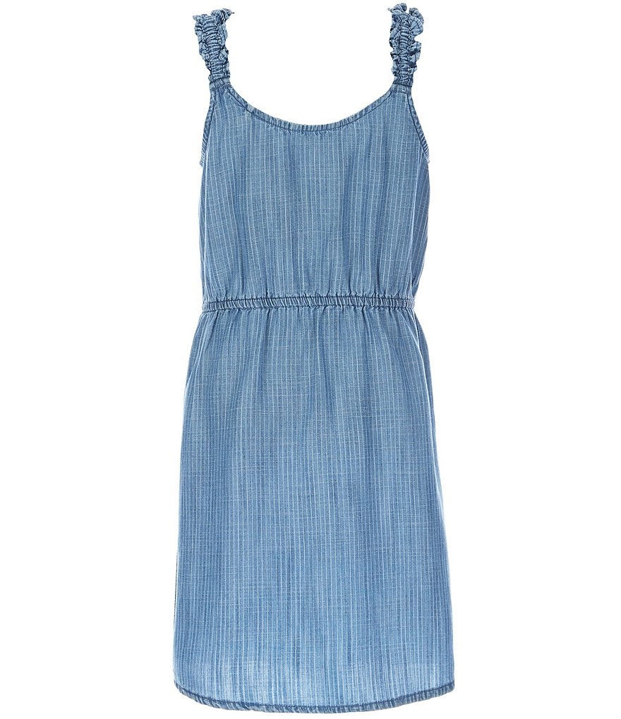 Guess Big Girls 7-16 Ruffle-Detail Pinstripe A-Line Dress